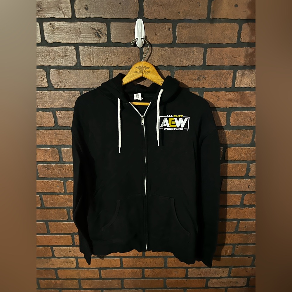 AEW Large Black Zip-Up Hoodie